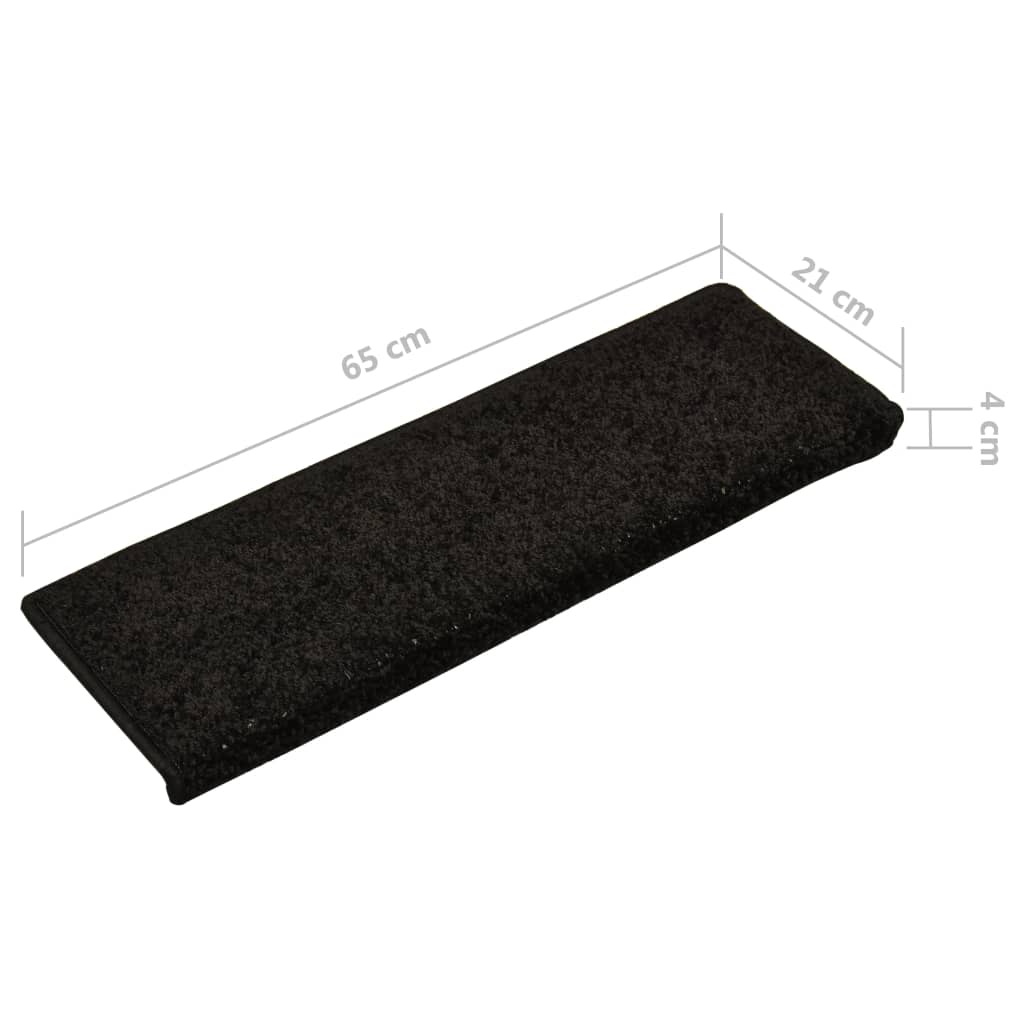 Teppich-Treppenstufen 15 Stk. 65x21x4 cm Schwarz