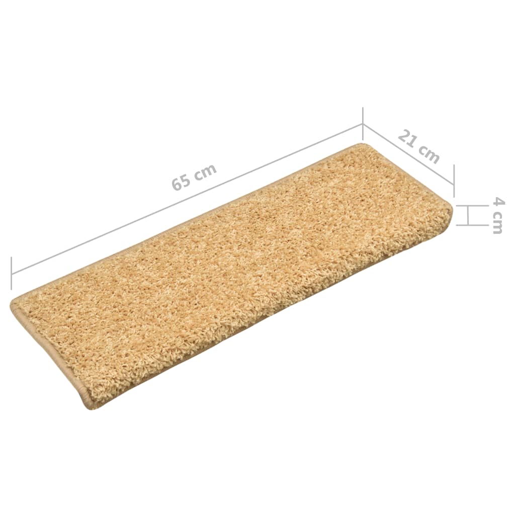 Teppich-Treppenstufen 15 Stk. 65x21x4 cm Beige