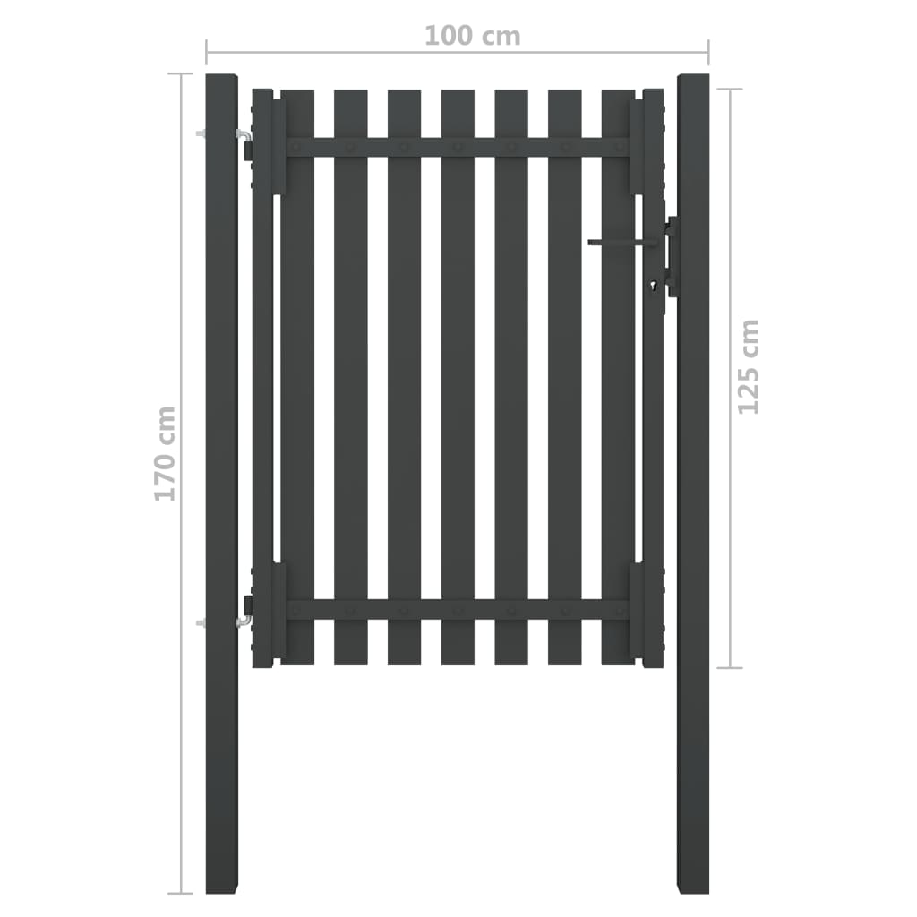 Gartentor Stahl 1x1,7 m Anthrazit