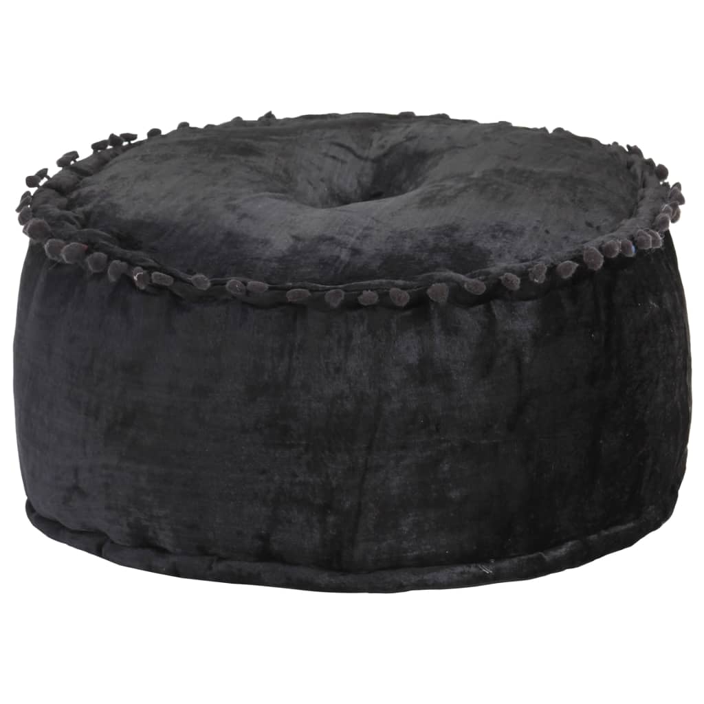 Pouf Rund Samt 40×20 cm Anthrazit