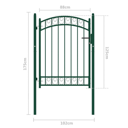 Zauntor mit Gewölbter Spitze Stahl 100x125 cm Grün