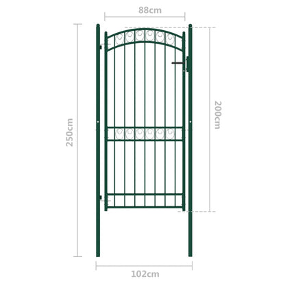 Zauntor mit Gewölbter Spitze Stahl 100x200 cm Grün