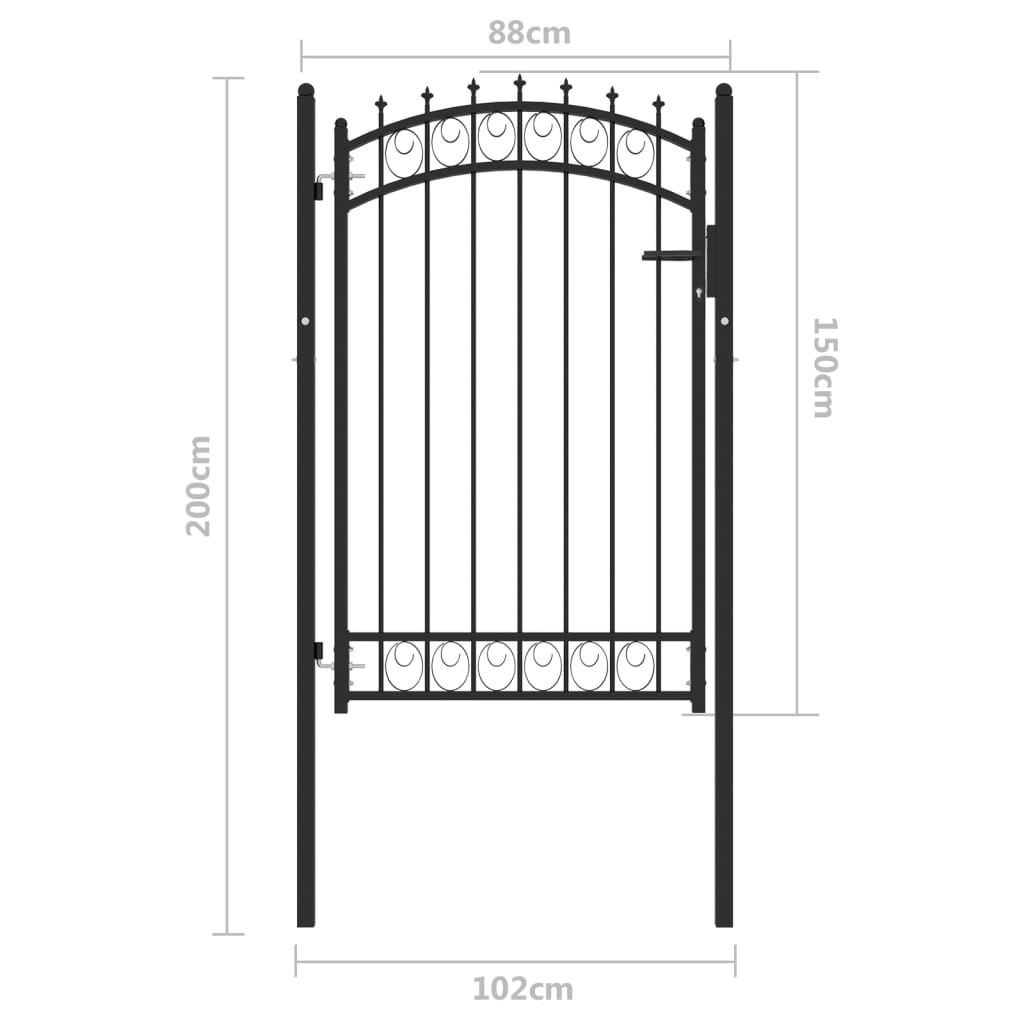 Zauntor mit Spitzen Stahl 100x150 cm Schwarz