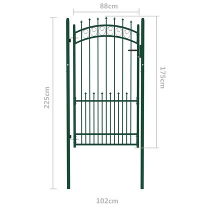 Zauntor mit Spitzen Stahl 100x175 cm Grün