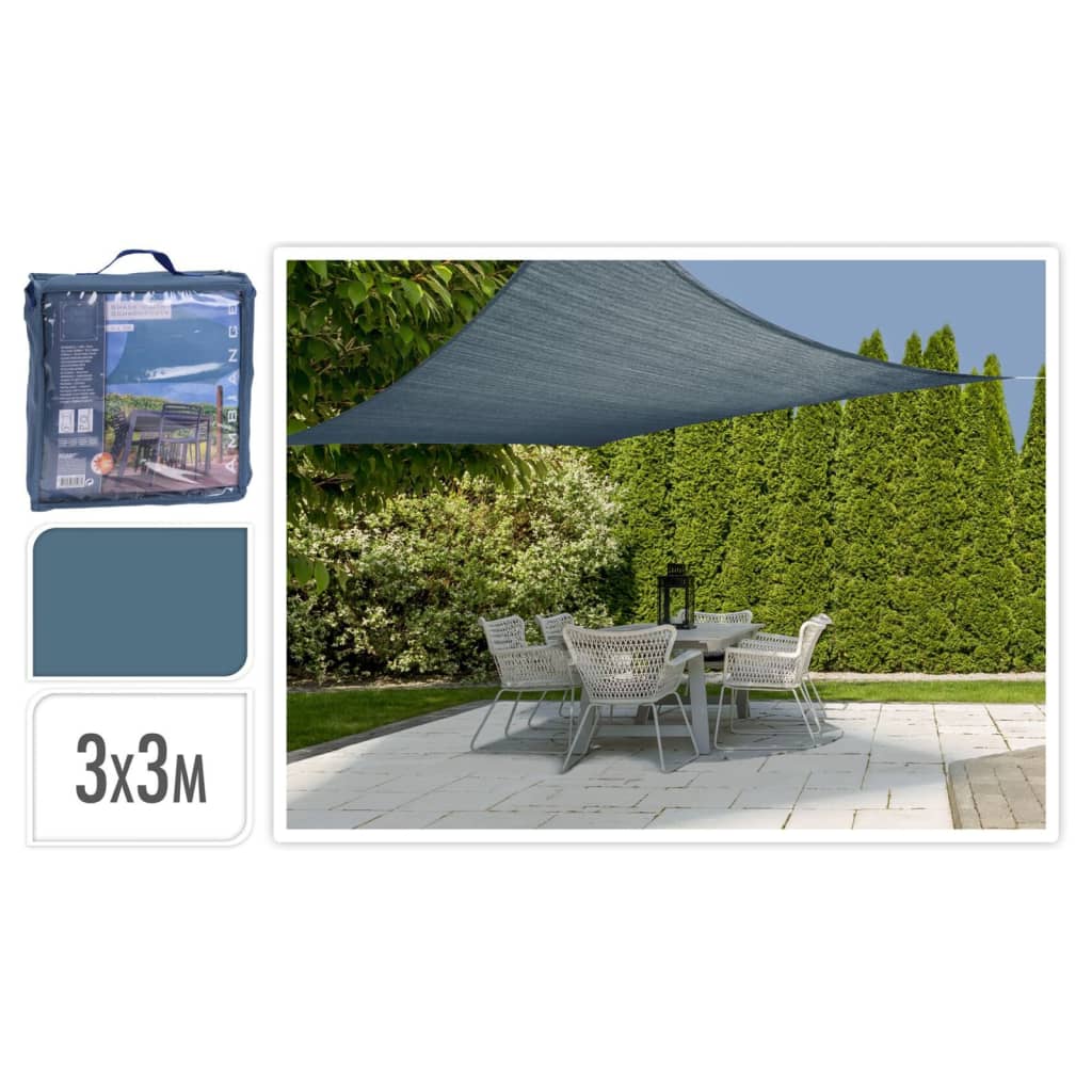 ProGarden Sonnensegel 3x3 m Blau Quadratisch