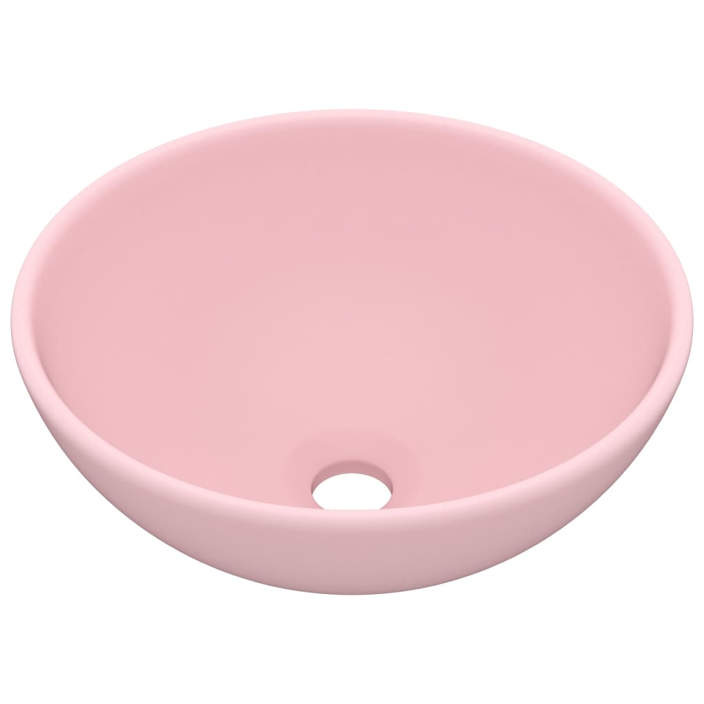 Luxus-Waschbecken Rund Matt Rosa 32,5x14 cm Keramik