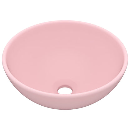 Luxus-Waschbecken Rund Matt Rosa 32,5x14 cm Keramik