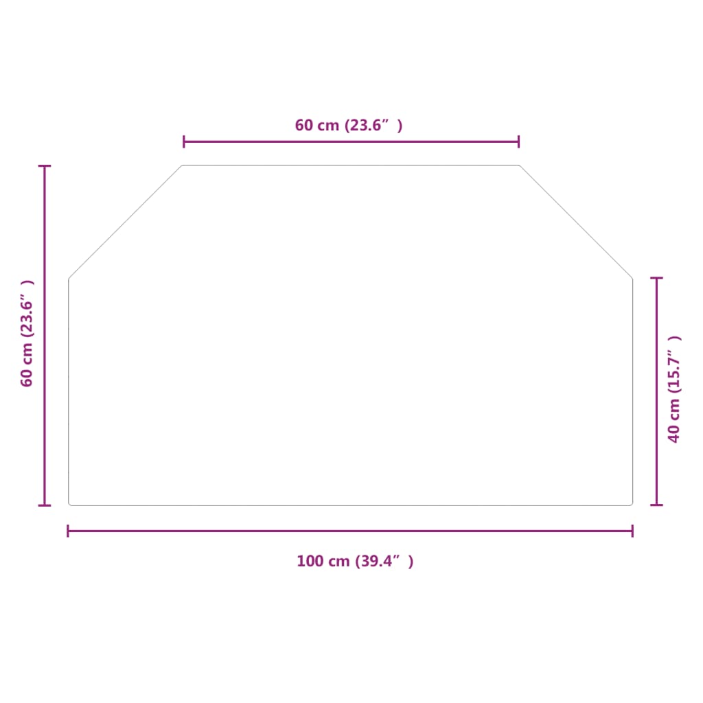 Kaminofen Glasplatte Sechseck 100x60 cm