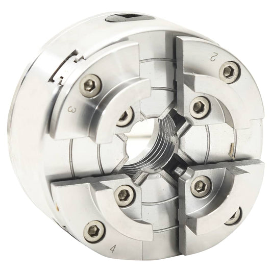 4-Backen-Drechselfutter mit M33 Aufnahme Stahl Silbern 96 mm
