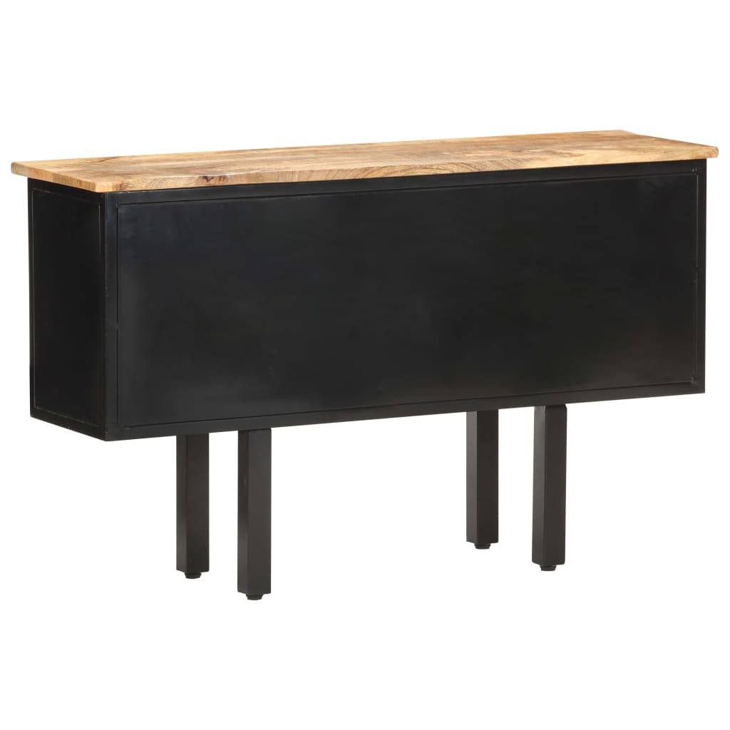 Sideboard 110x30x65 cm Raues Mango-Massivholz und Stahl