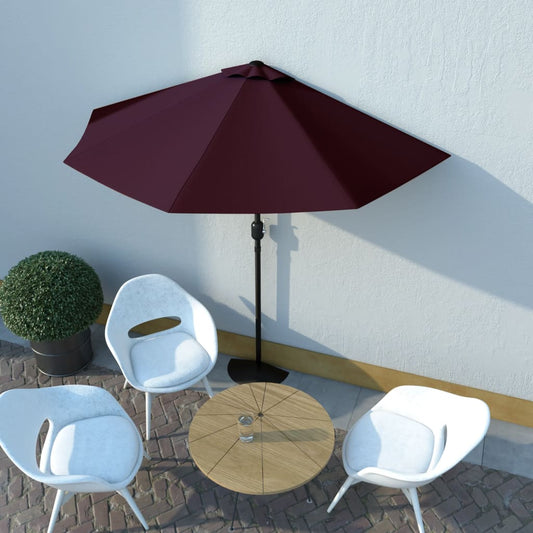 Balkon-Sonnenschirm Alu-Mast Bordeauxrot 270x144x222cm Halbrund