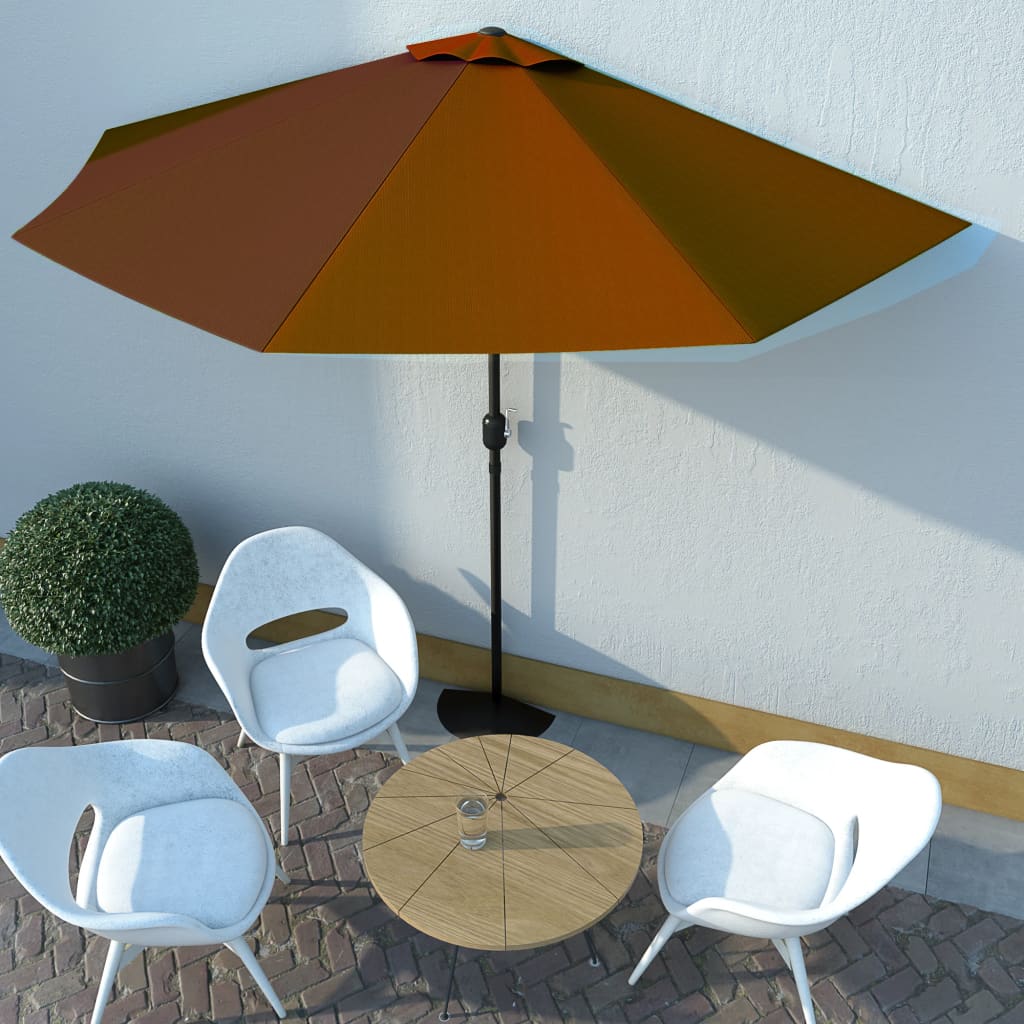 Balkon-Sonnenschirm Alu-Mast Terrakotta 300x155x223cm Halbrund