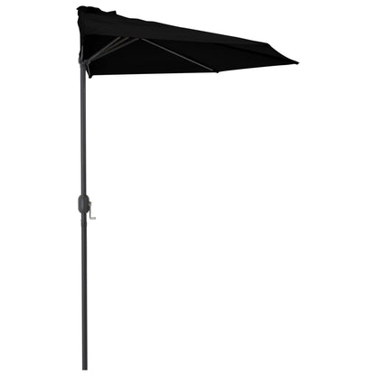 Balkon-Sonnenschirm Alu-Mast Schwarz 300x155x223cm Halbrund