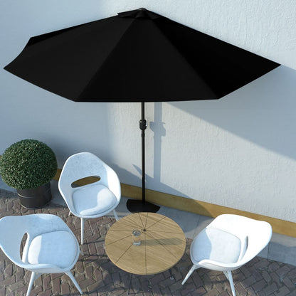 Balkon-Sonnenschirm Alu-Mast Schwarz 300x155x223cm Halbrund