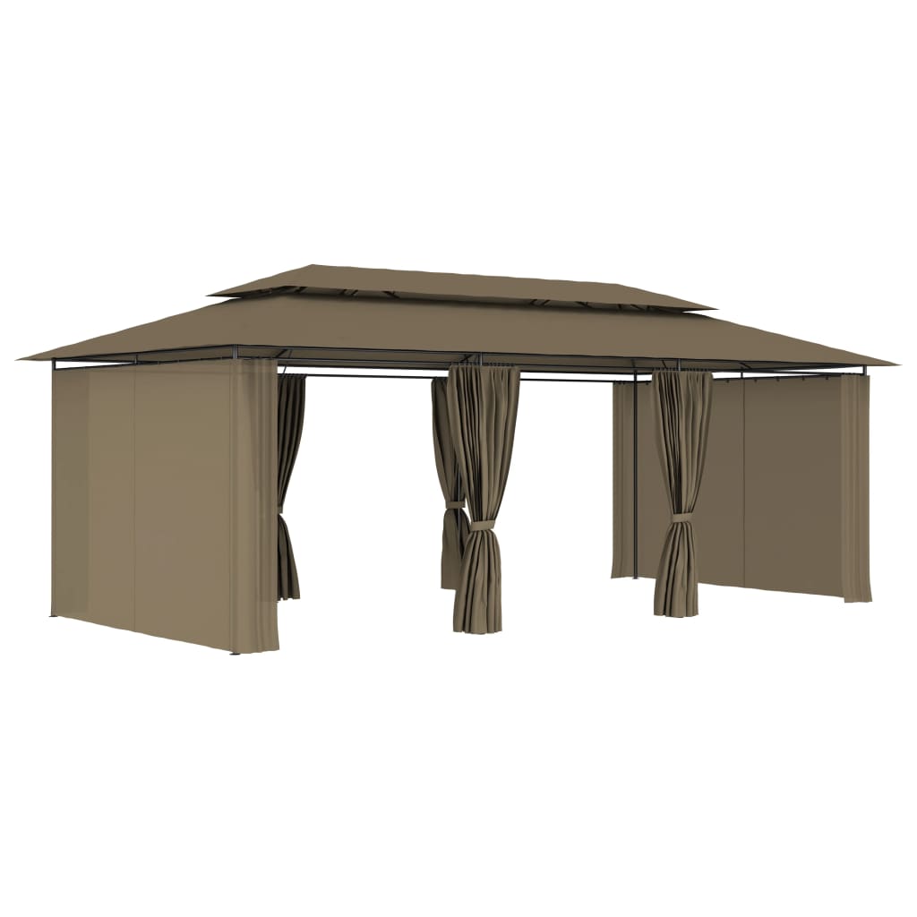 Pavillon mit Vorhängen 600x298x270 cm Taupe 180 g/m²