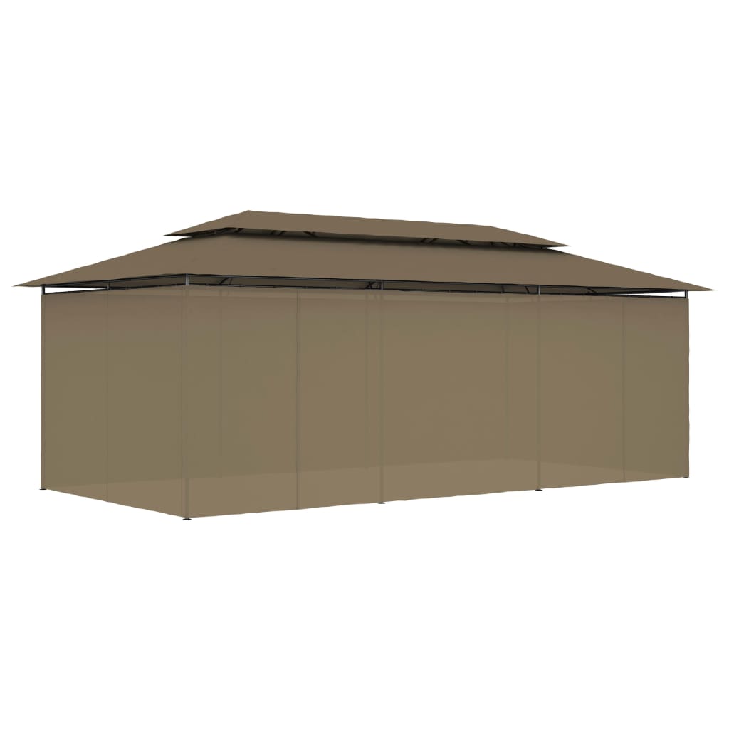 Pavillon mit Vorhängen 600x298x270 cm Taupe 180 g/m²