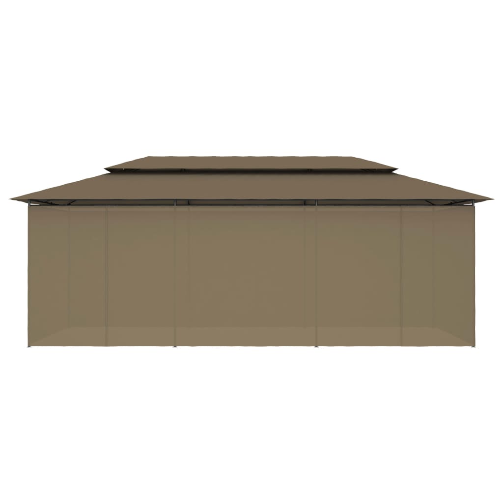 Pavillon mit Vorhängen 600x298x270 cm Taupe 180 g/m²