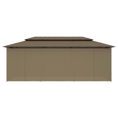 Pavillon mit Vorhängen 600x298x270 cm Taupe 180 g/m²