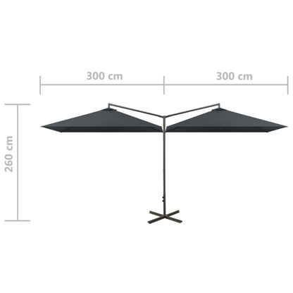 vidaXL Doppel-Sonnenschirm mit Stahl-Mast 600x300 cm Anthrazit