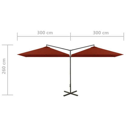 vidaXL Doppel-Sonnenschirm mit Stahl-Mast 600x300 cm Terrakotta