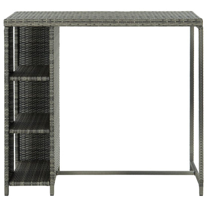 Bartisch mit Regal Grau 120x60x110 cm Poly Rattan