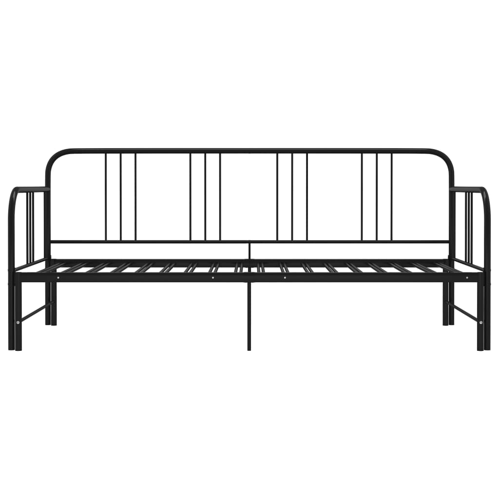 Tagesbett Ausziehbar Schwarz Metall 90x200 cm