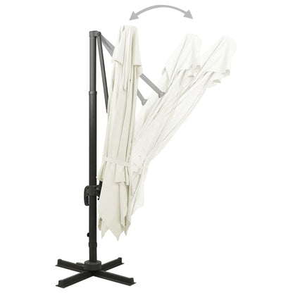 Ampelschirm mit Doppeldach 300 x 300 cm Sand