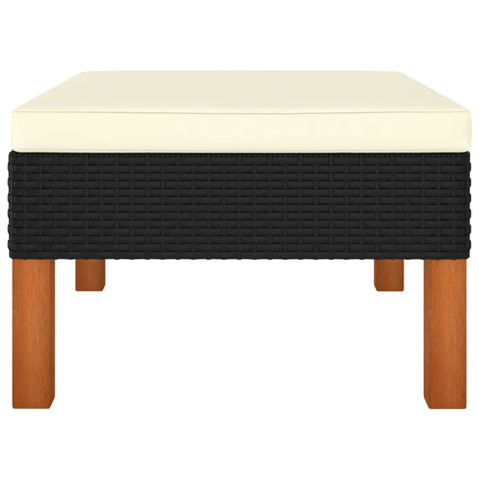 Fußhocker Poly-Rattan und Massivholz Eukalyptus