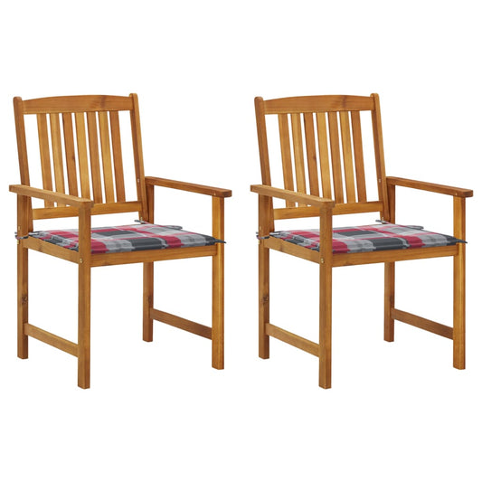 Gartenstühle mit Kissen 2 Stk. Massivholz Akazie