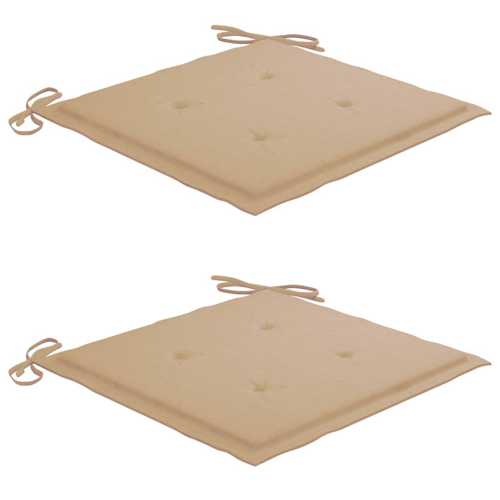 Gartenstühle 2 Stk. mit Beige Kissen Massivholz Teak