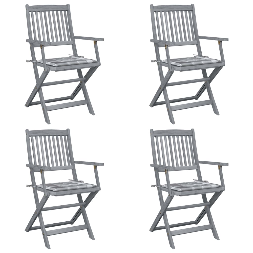 Klappbare Gartenstühle 4 Stk. mit Kissen Massivholz Akazie