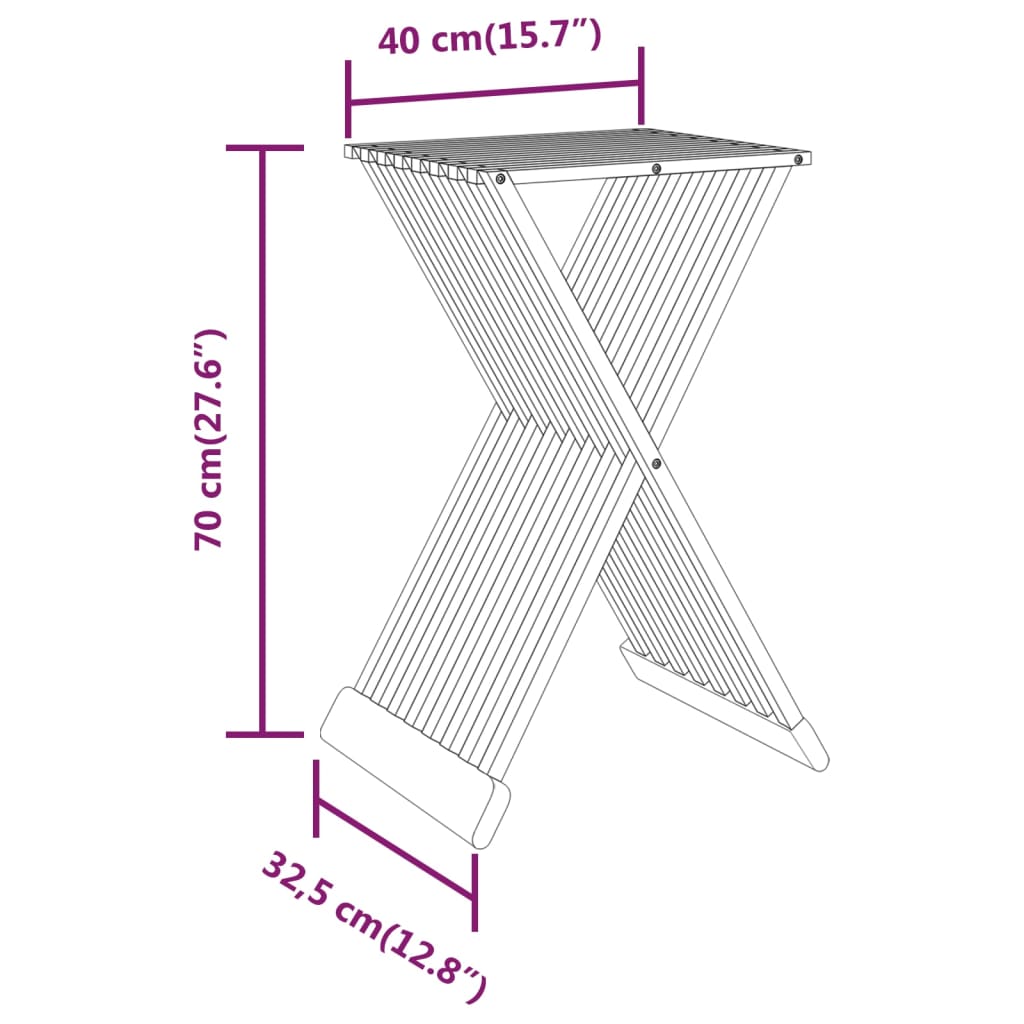 Klapphocker 40x32,5x70 cm Massivholz Teak