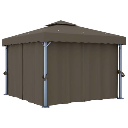 Pavillon mit Vorhang 3x3 m Taupe Aluminium