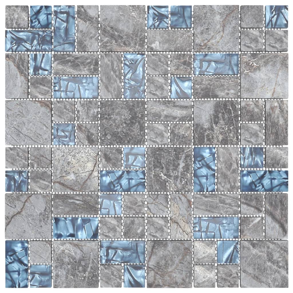 Mosaikfliesen 11 Stk. Grau Blau 30x30 cm Glas