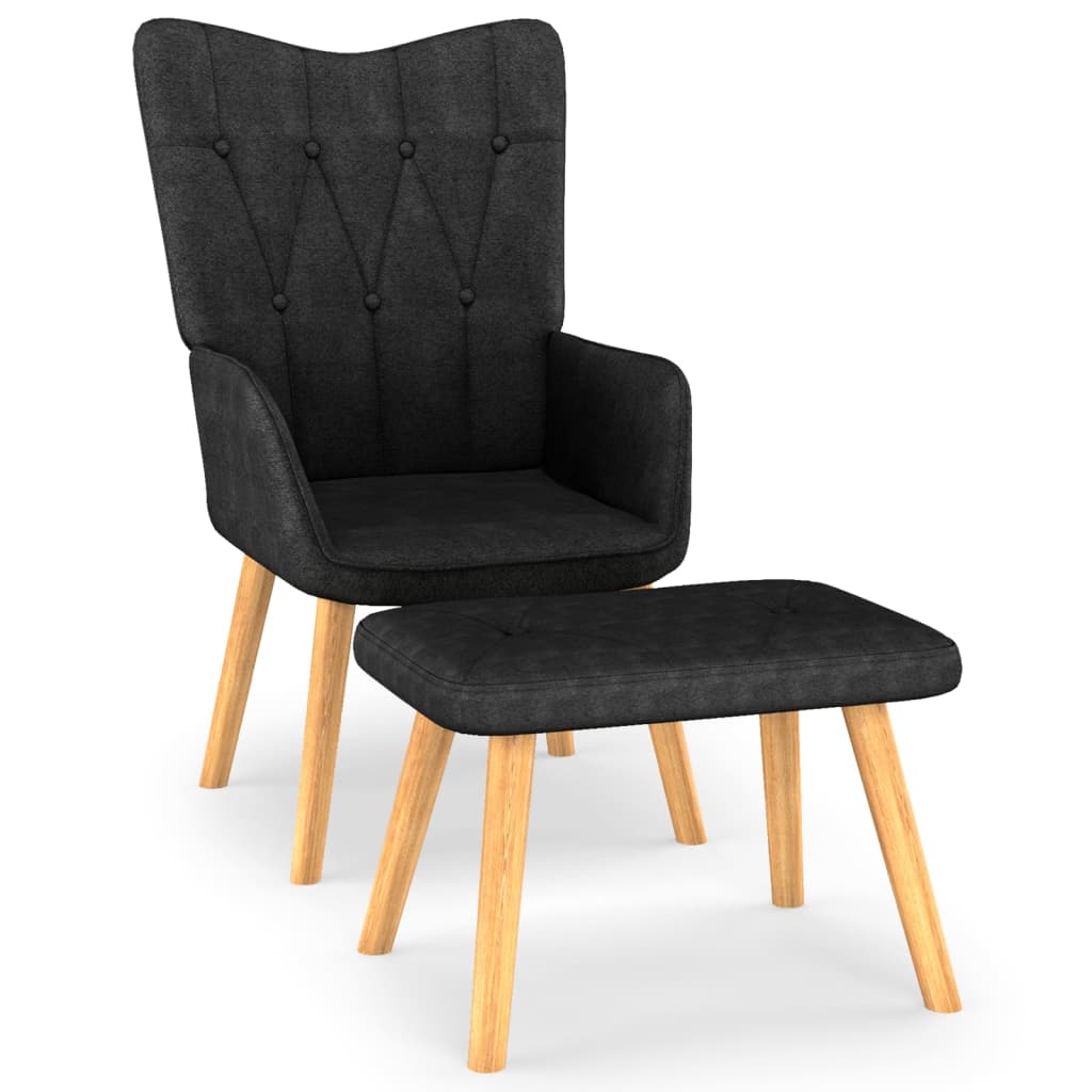 Relaxsessel mit Hocker Schwarz Stoff