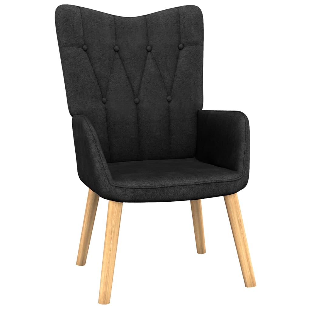 Relaxsessel mit Hocker Schwarz Stoff