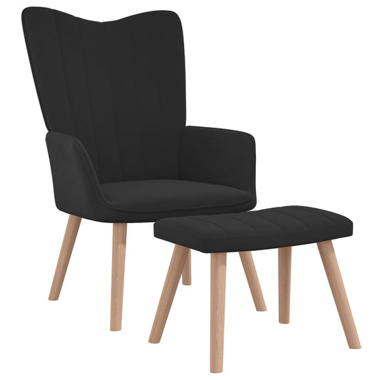 Relaxsessel mit Hocker Schwarz Samt