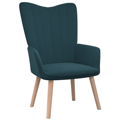 Relaxsessel mit Hocker Blau Samt