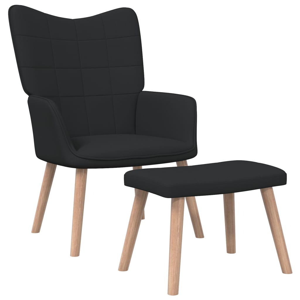 Relaxsessel mit Hocker Schwarz Stoff