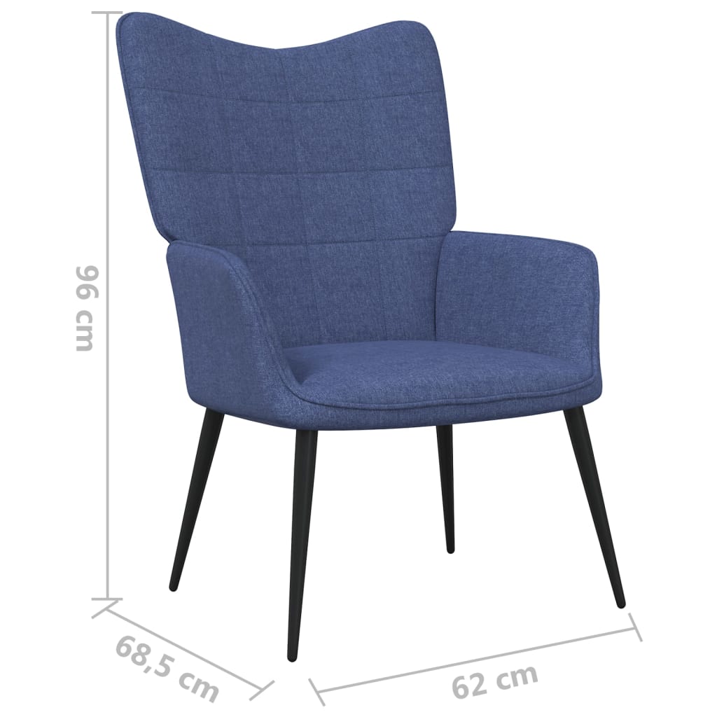 Relaxsessel mit Hocker Blau Stoff