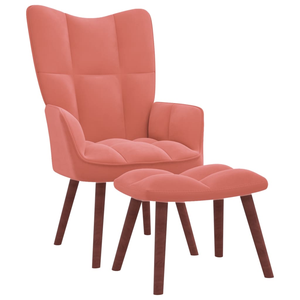 Relaxsessel mit Hocker Rosa Samt