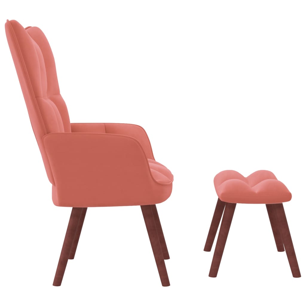 Relaxsessel mit Hocker Rosa Samt