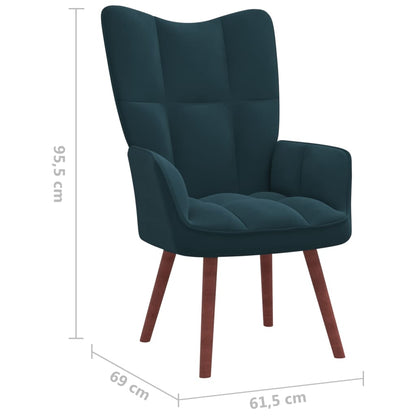 Relaxsessel mit Hocker Blau Samt