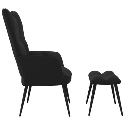 Relaxsessel mit Hocker Schwarz Samt