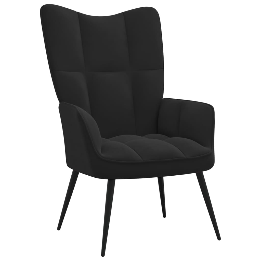 Relaxsessel mit Hocker Schwarz Samt