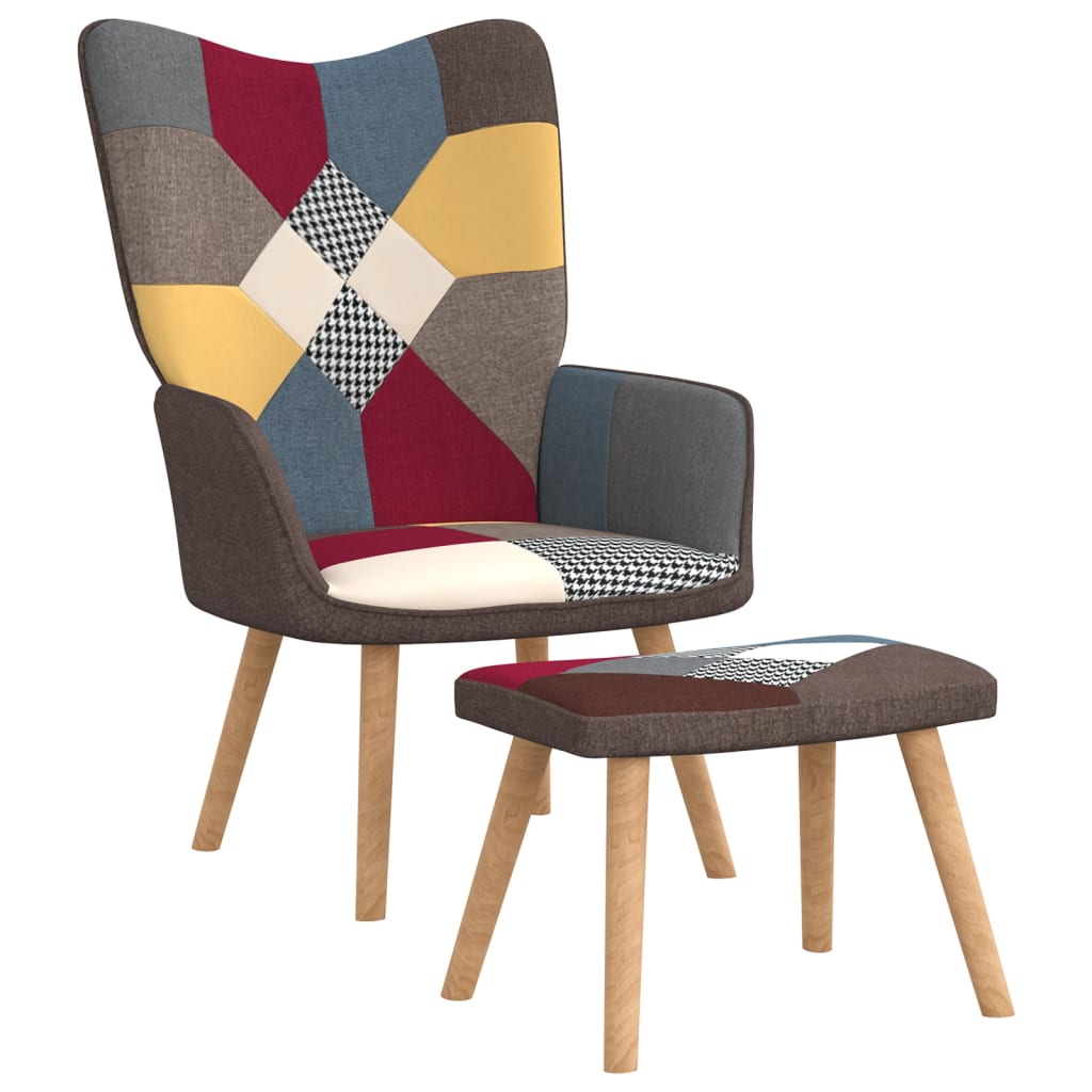 Relaxsessel mit Hocker Patchwork Stoff