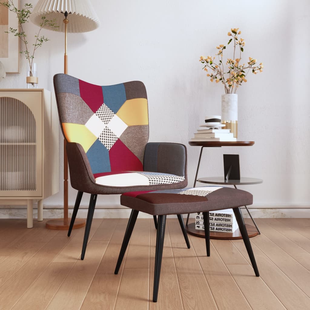 Relaxsessel mit Hocker Patchwork Stoff