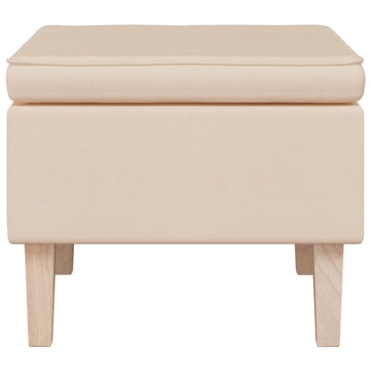 Hocker mit Holzbeinen Creme Stoff