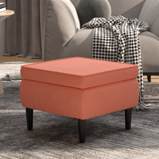 Hocker mit Holzbeinen Rosa Samt