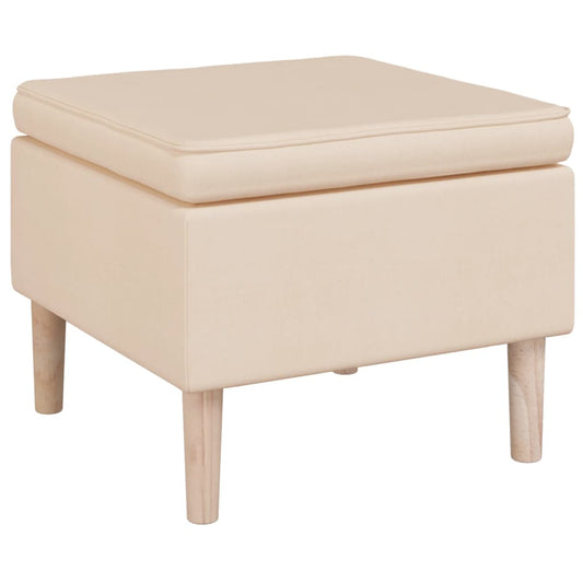 Hocker mit Holzbeinen Creme Stoff